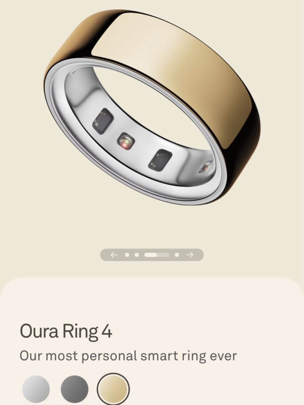 NEW Oura Ring 4 Smart Ring — Gold Size 8